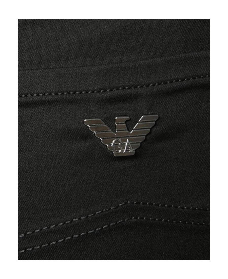 Emporio Armani Logo Denim Trousers In Black