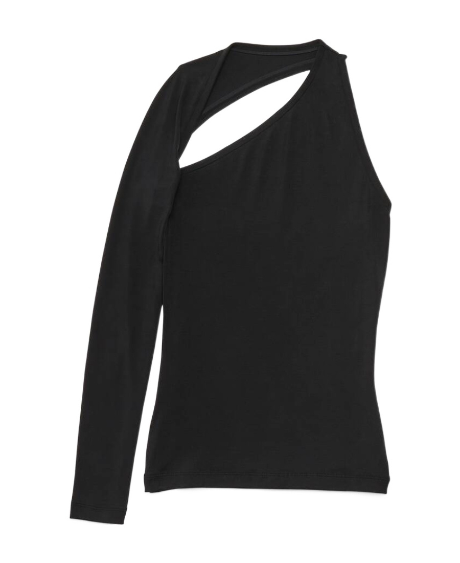 Balenciaga One-sleeve Cutout Stretch-jersey Top In Black