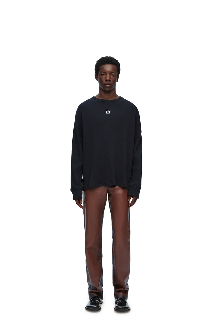 Shop Loewe Oversized Fit Long Sleeve T-shirt In Cotton In Black