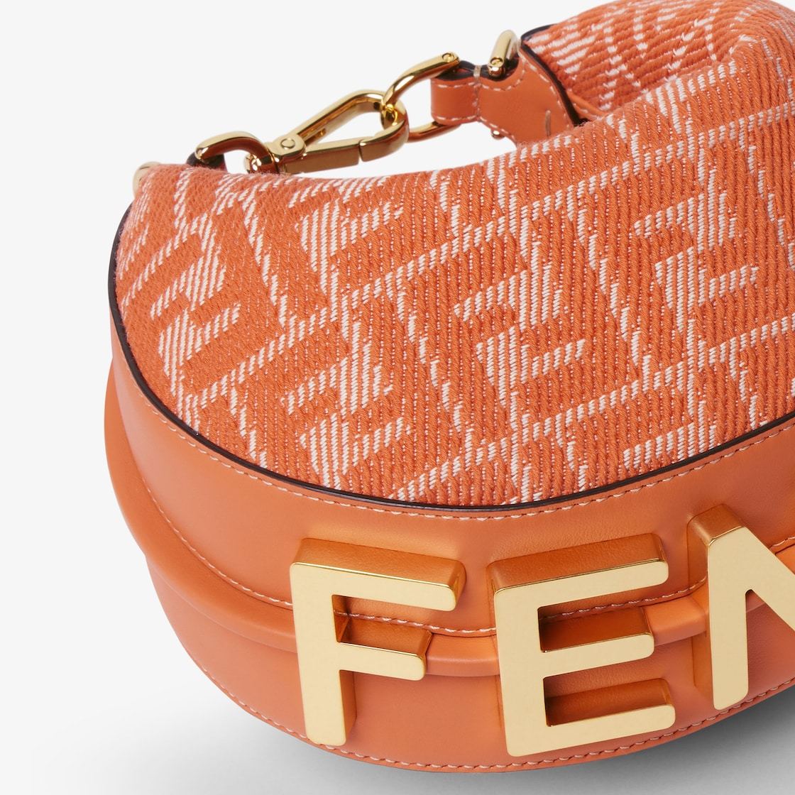 Fendi Women Borsa A Mano Graphy Mini In Denim Ricamato In Multicolor