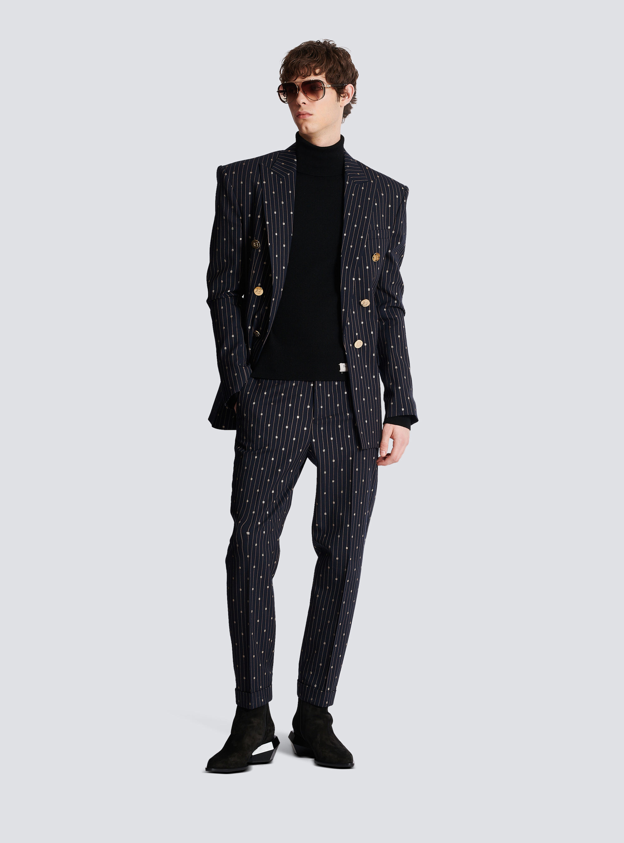 Shop Balmain Pb Turtleneck In Black