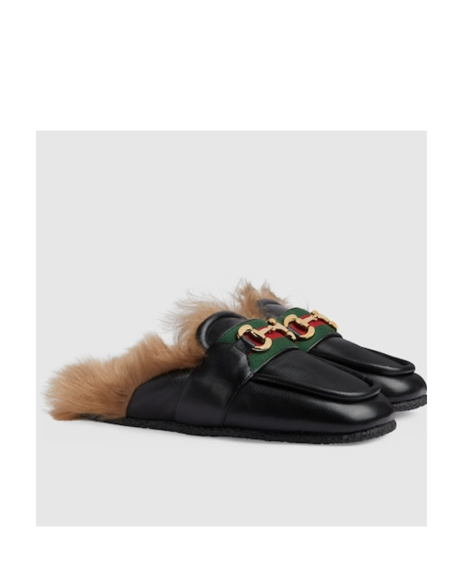 Gucci Horsebit-detail Leather Slippers In Black