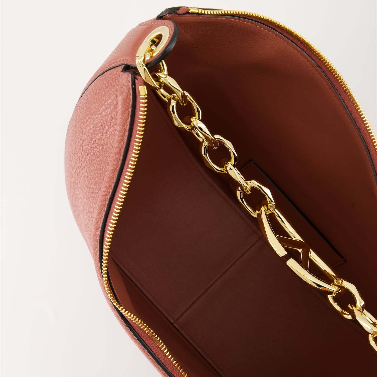 Valentino Garavani Medium Vlogo Moon Leather Hobo Bag In Brown