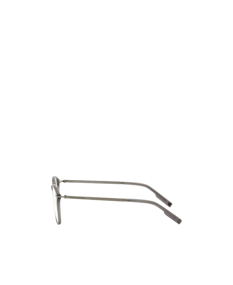 Zegna Keyhole Square Frame Glasses In Gray