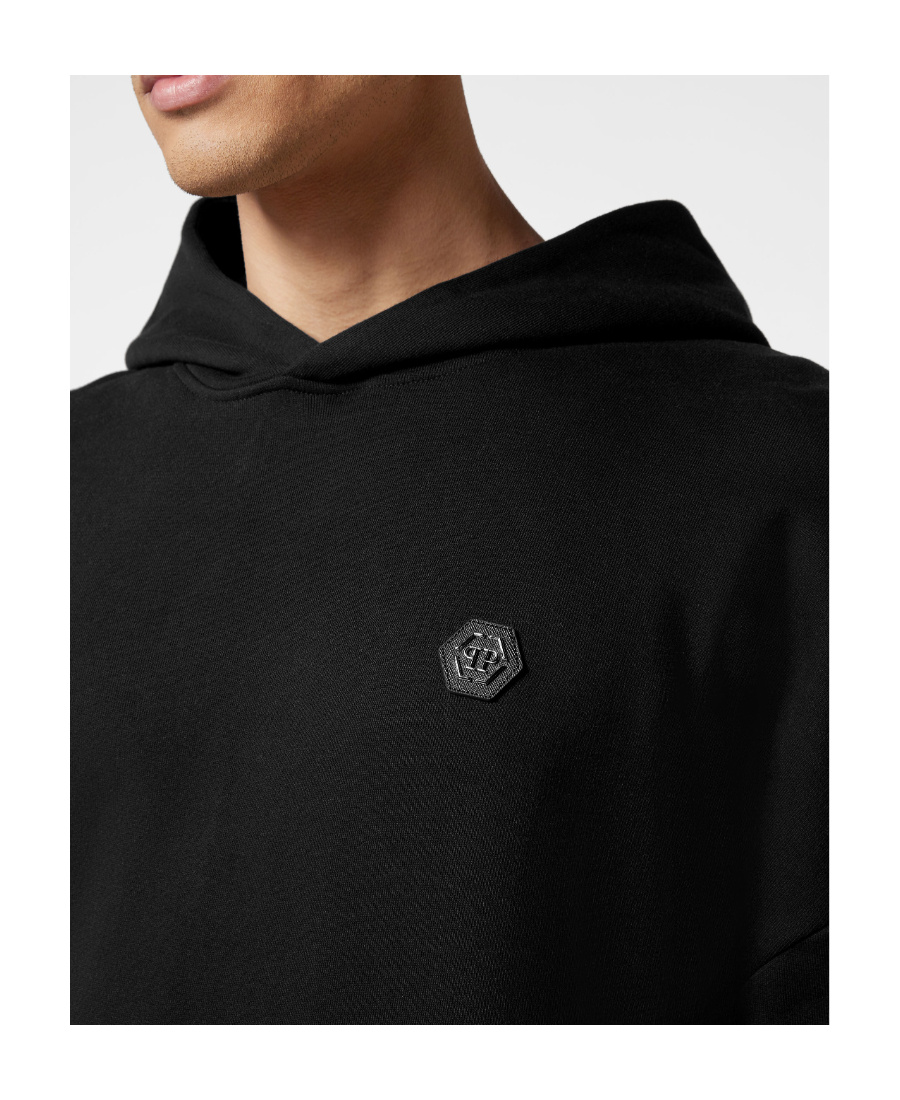 Philipp Plein Graphic Print Hooded Oversize Sweater In Black