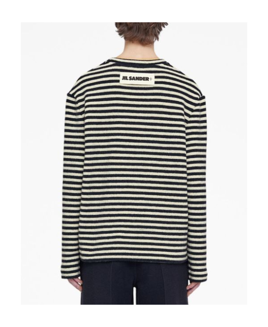 Jil Sander Gestreiftes T-shirt Mit Logo-patch In Black