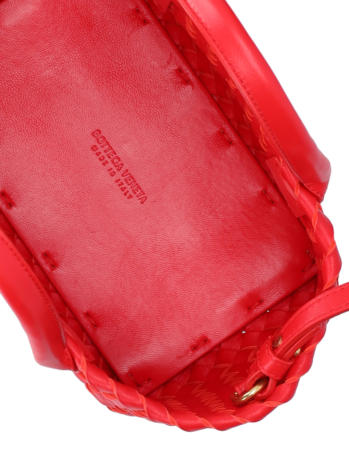 Bottega Veneta Mini Cabat Logo Knitted Shoulder Bag In Red