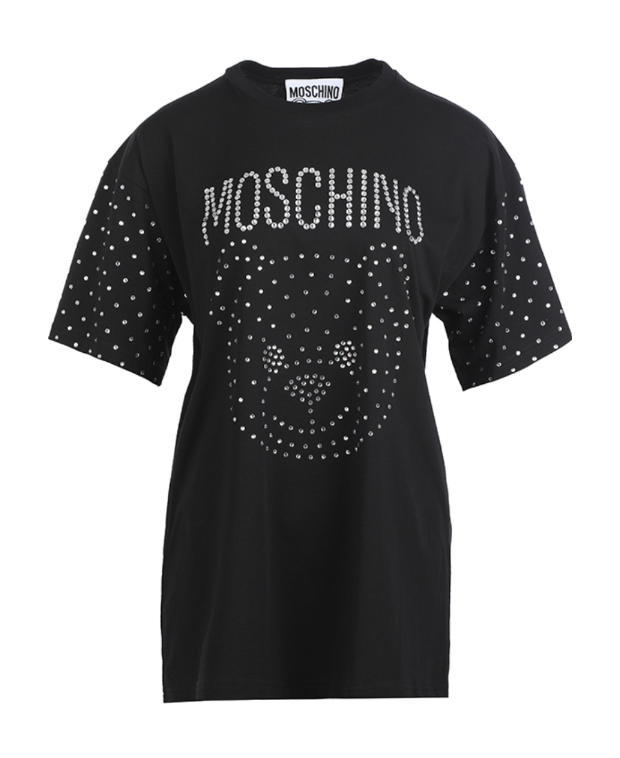 Moschino Teddy Crystal-embellished T-shirt In Black