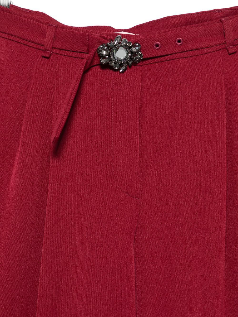 Liu •jo Bordeaux Wide-leg Trousers With Slim Belt In Red
