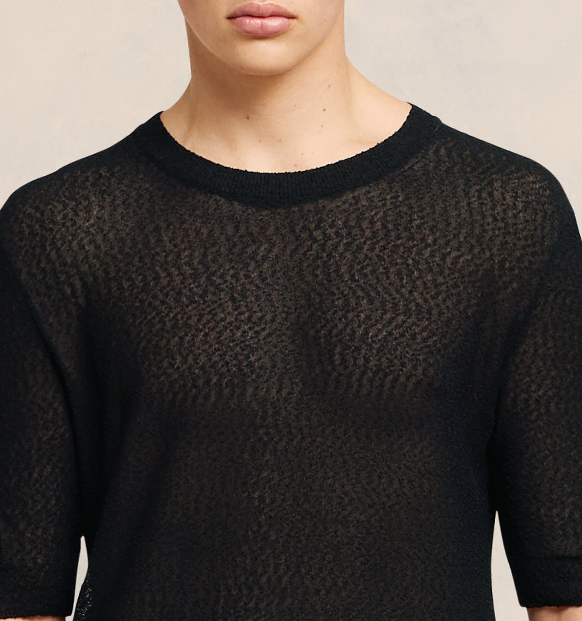 Shop Ami Alexandre Mattiussi Ami Crewneck Knitted T-shirt In Black