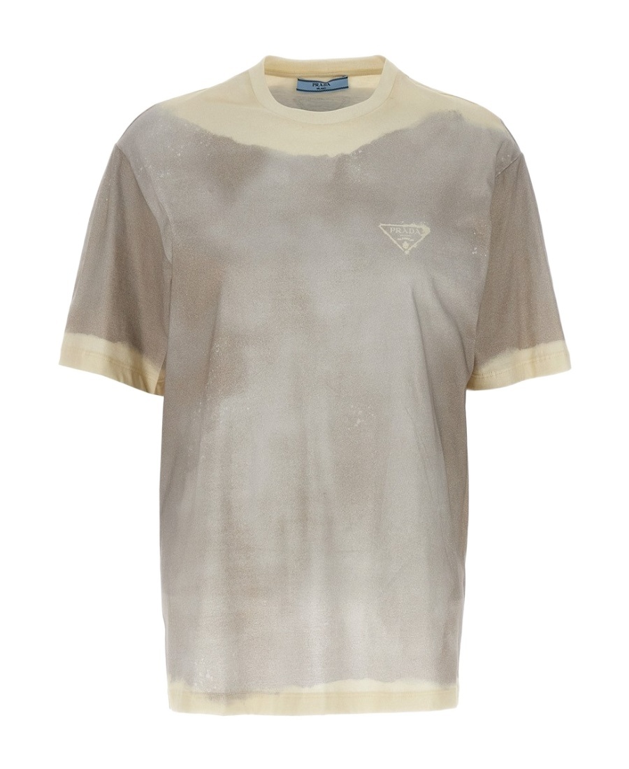 Prada Short-sleeved Crewneck T-shirt In Gray