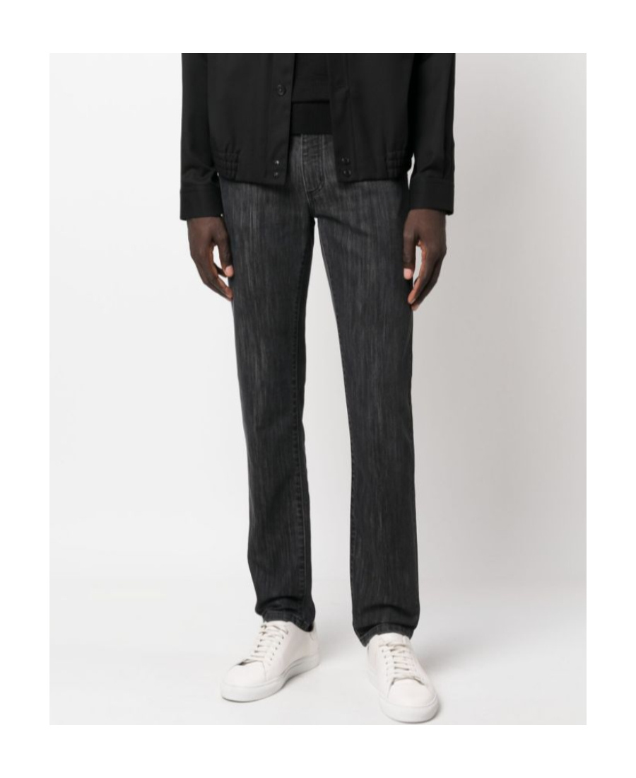 Shop Zegna Slim-fit Cotton-blend Jeans In Black