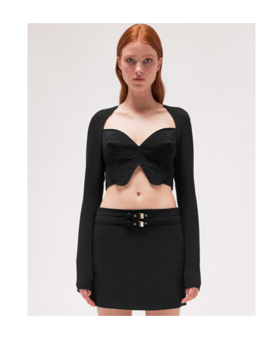 BLUMARINE BUTTERFLY-MOTIF CROPPED TOP