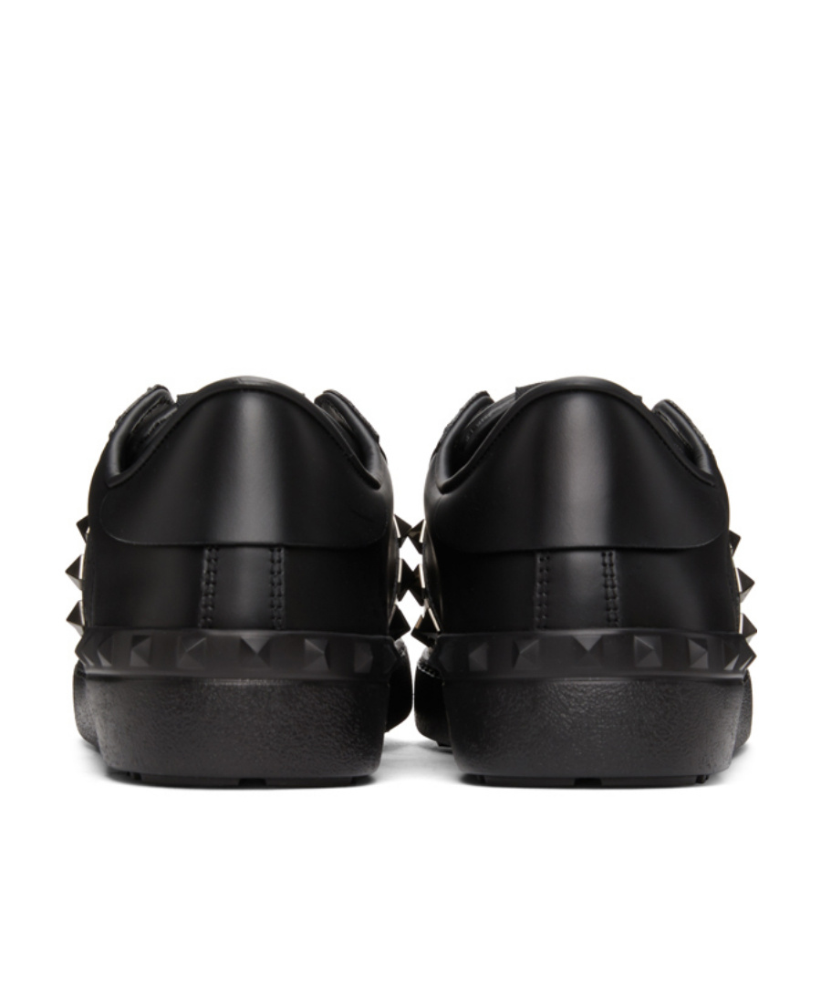 Valentino Rockstud Untitled Studded Leather Sneakers In Black
