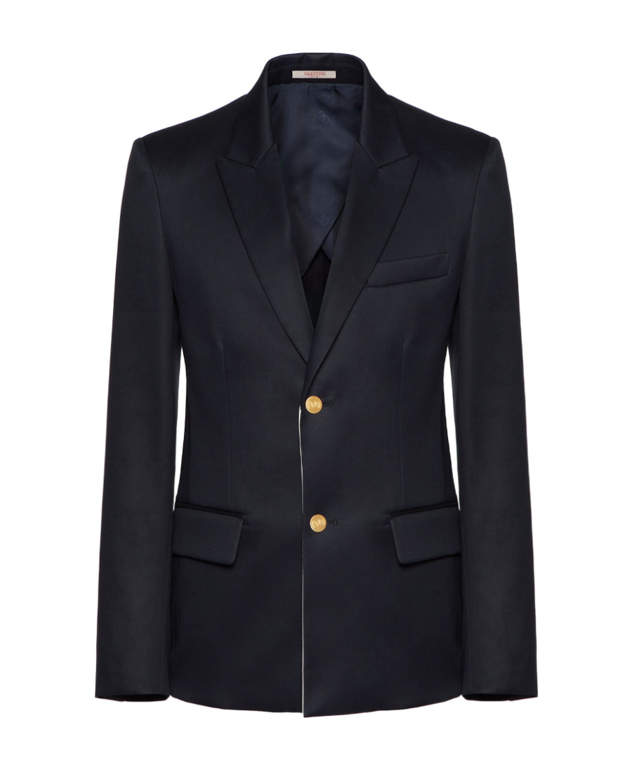 Valentino Men's Cotton Buttoned Blazer In Black