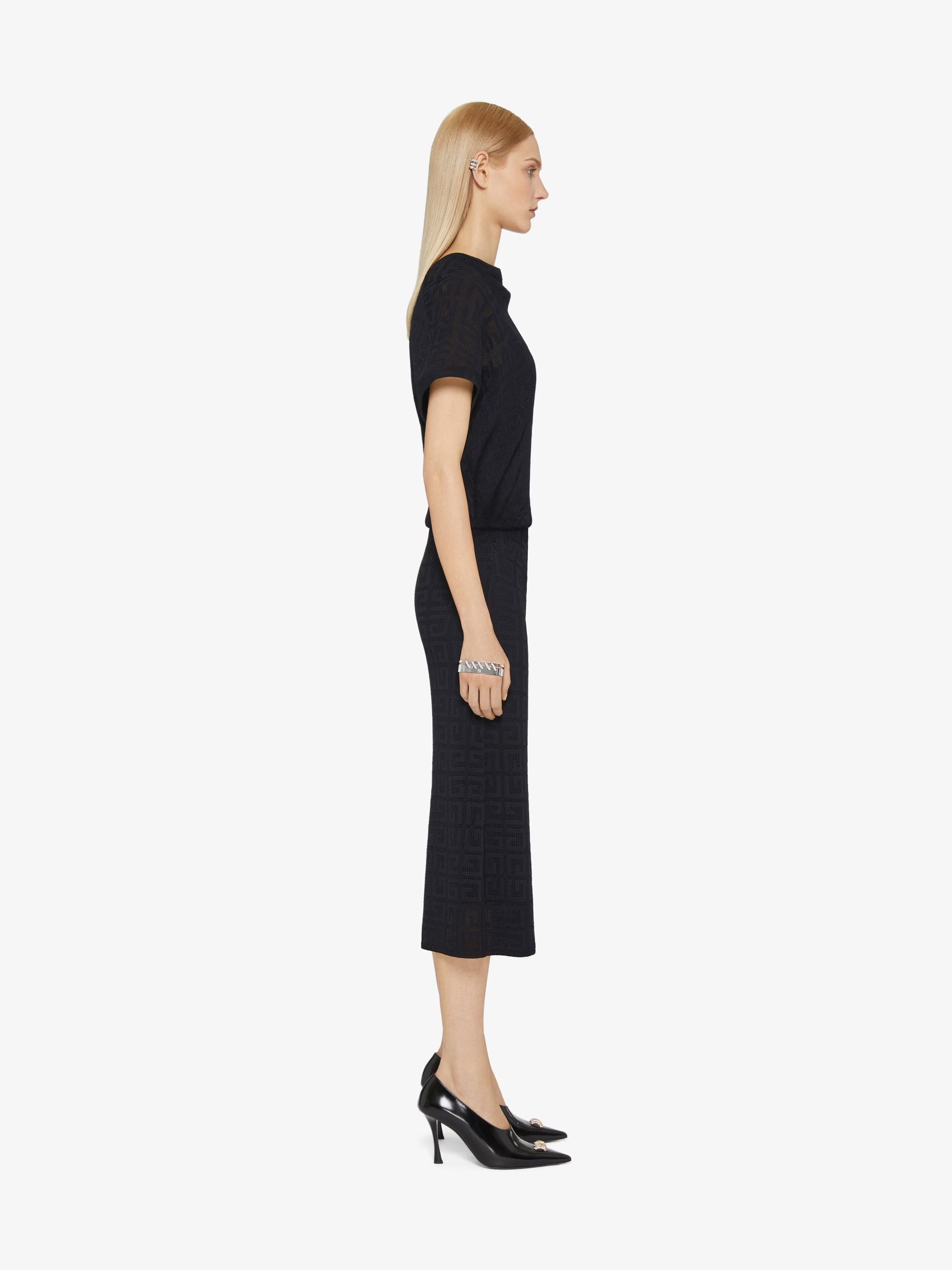 Givenchy Draped Dress In 4g Jacquard In Black