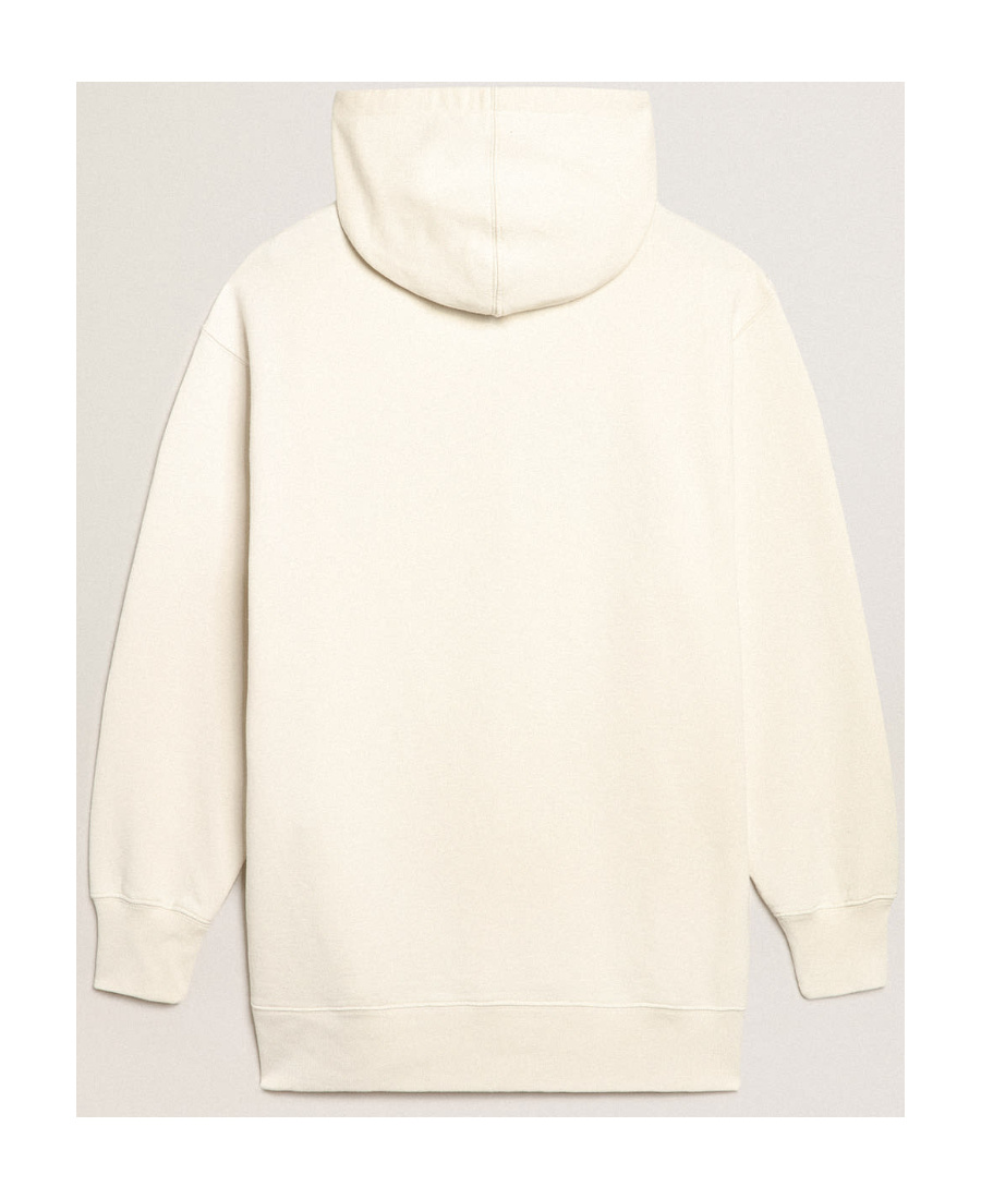 Golden Goose White Sweatshirt Dress With Hood And Golden Patch In White