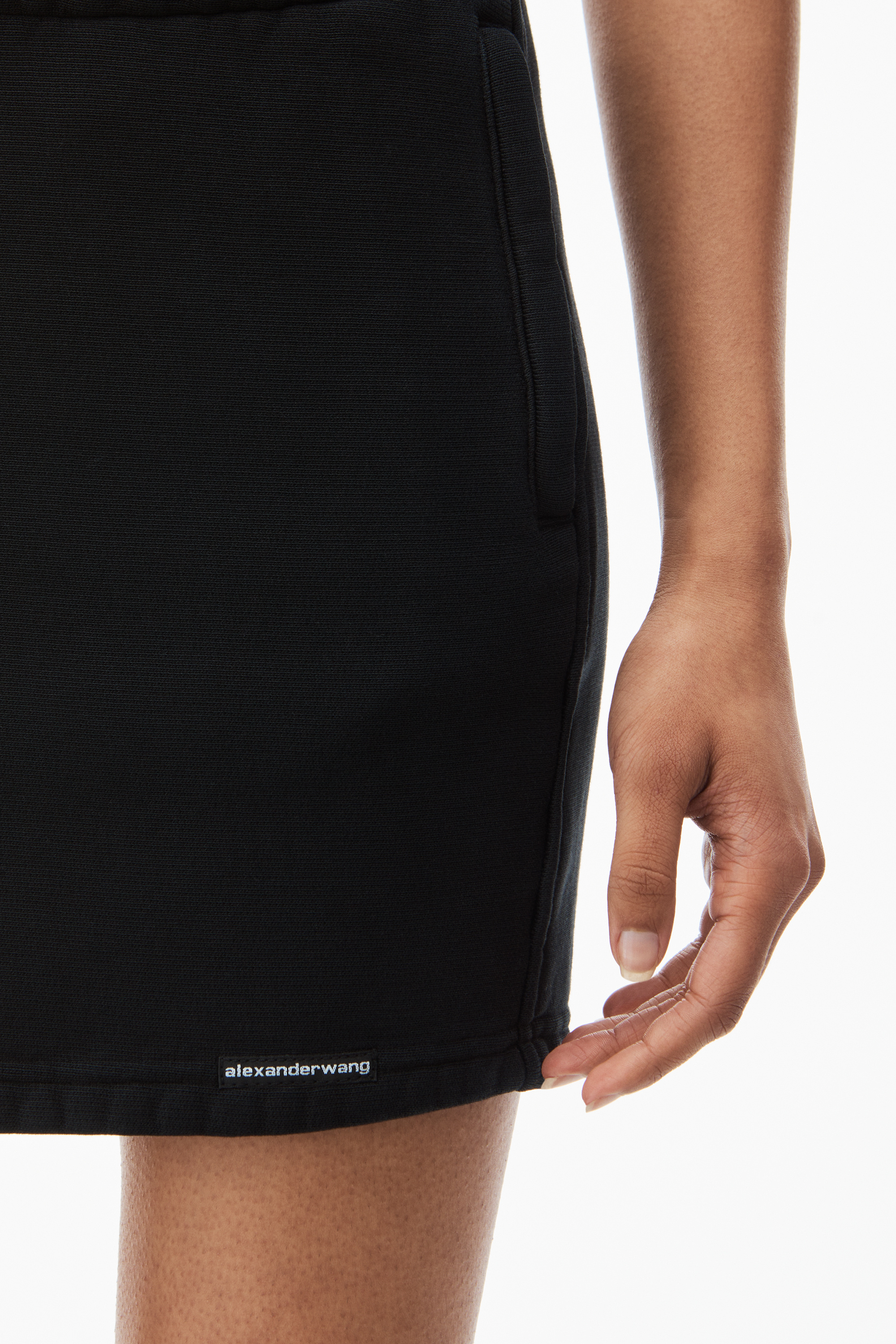 Alexander Wang Logo-tag Cotton Miniskirt In Black