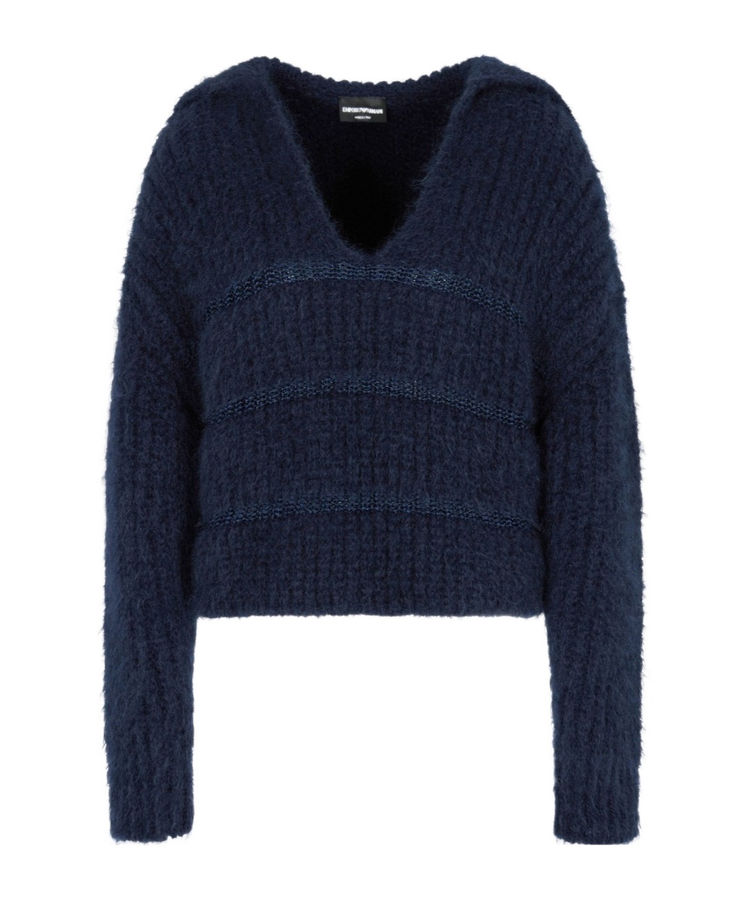 Emporio Armani Hair Wool-blend Knitted Sweater In Blue