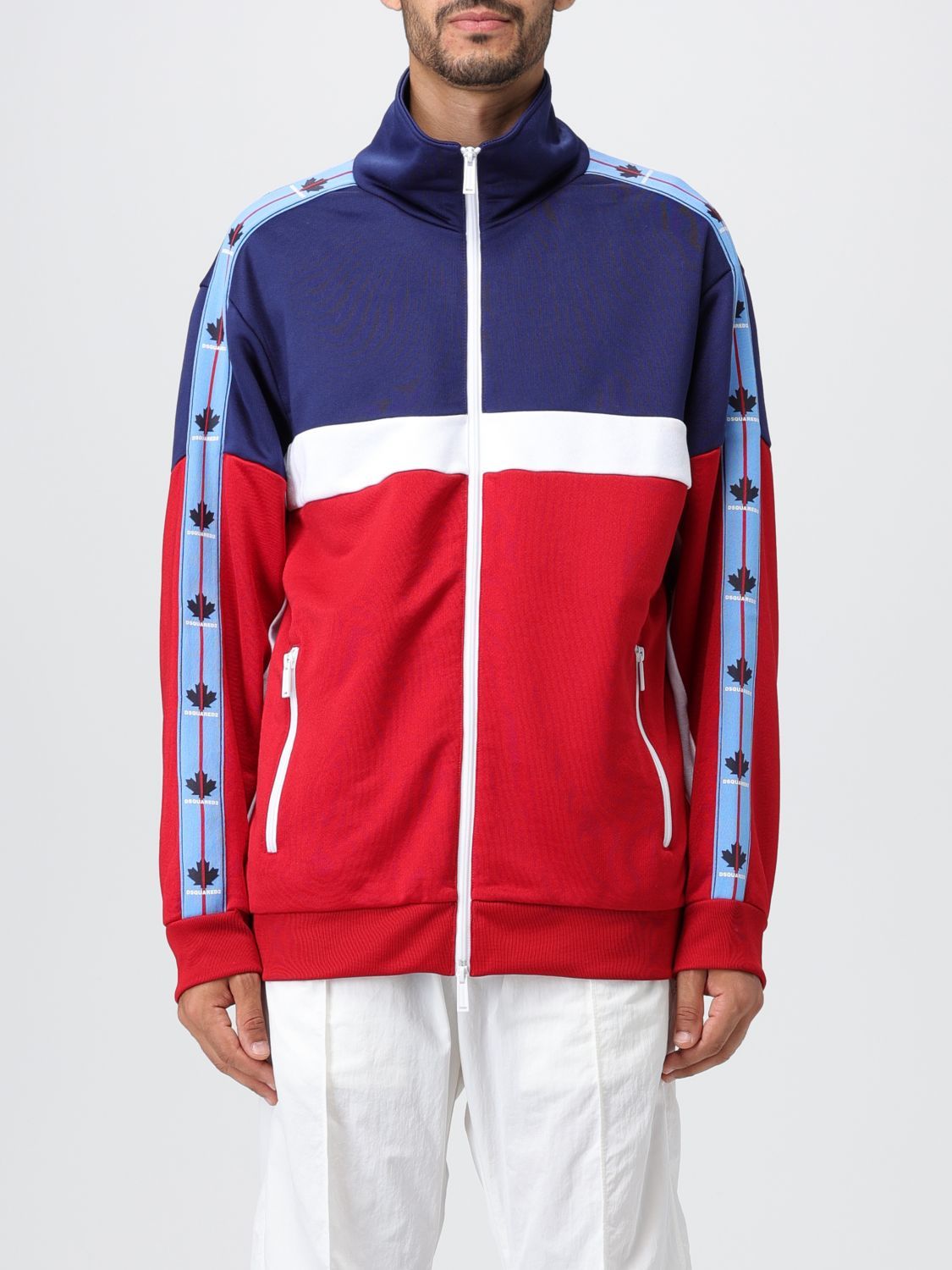 Shop Dsquared2 Logo-tape Detail Zip-up Cardigan In Red