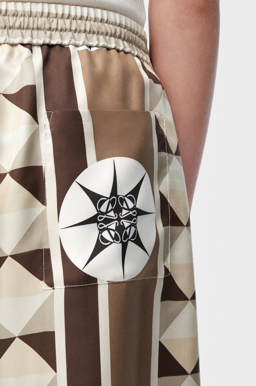 Loewe Printed Silk Shorts In Green