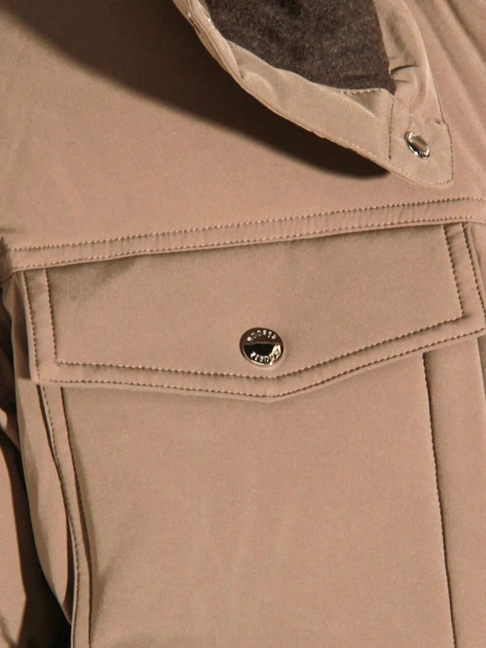 Moorer High Collar Long Sleeve Cotton Coat In Brown