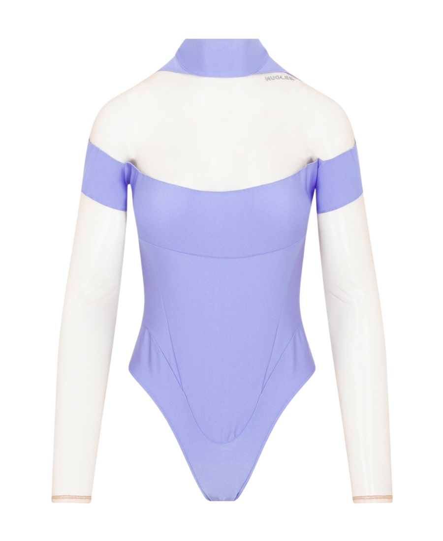 Mugler Sheer Panelling Long-sleeved Body In White