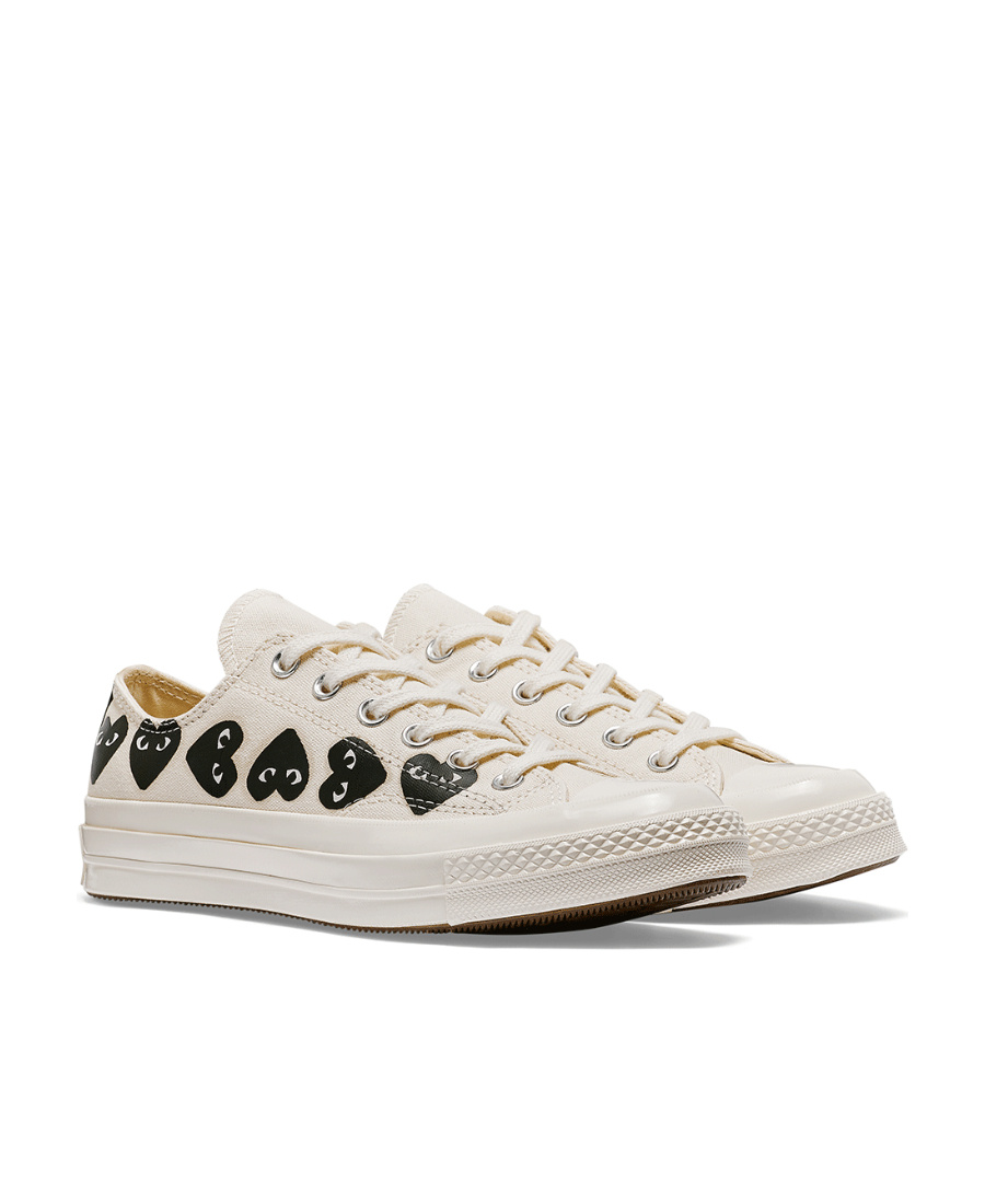 Comme Des Garçons Play X Converse Multi Hearts-print Low-top Sneakers In Nude