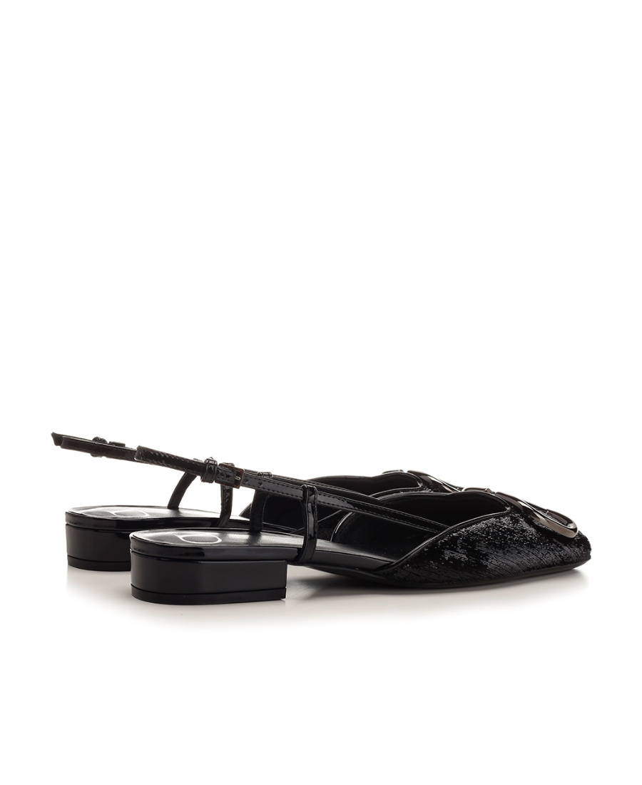 Valentino Garavani Vlogo Signature Patent Leather Slingback 20mm Woman Black 42 In Black