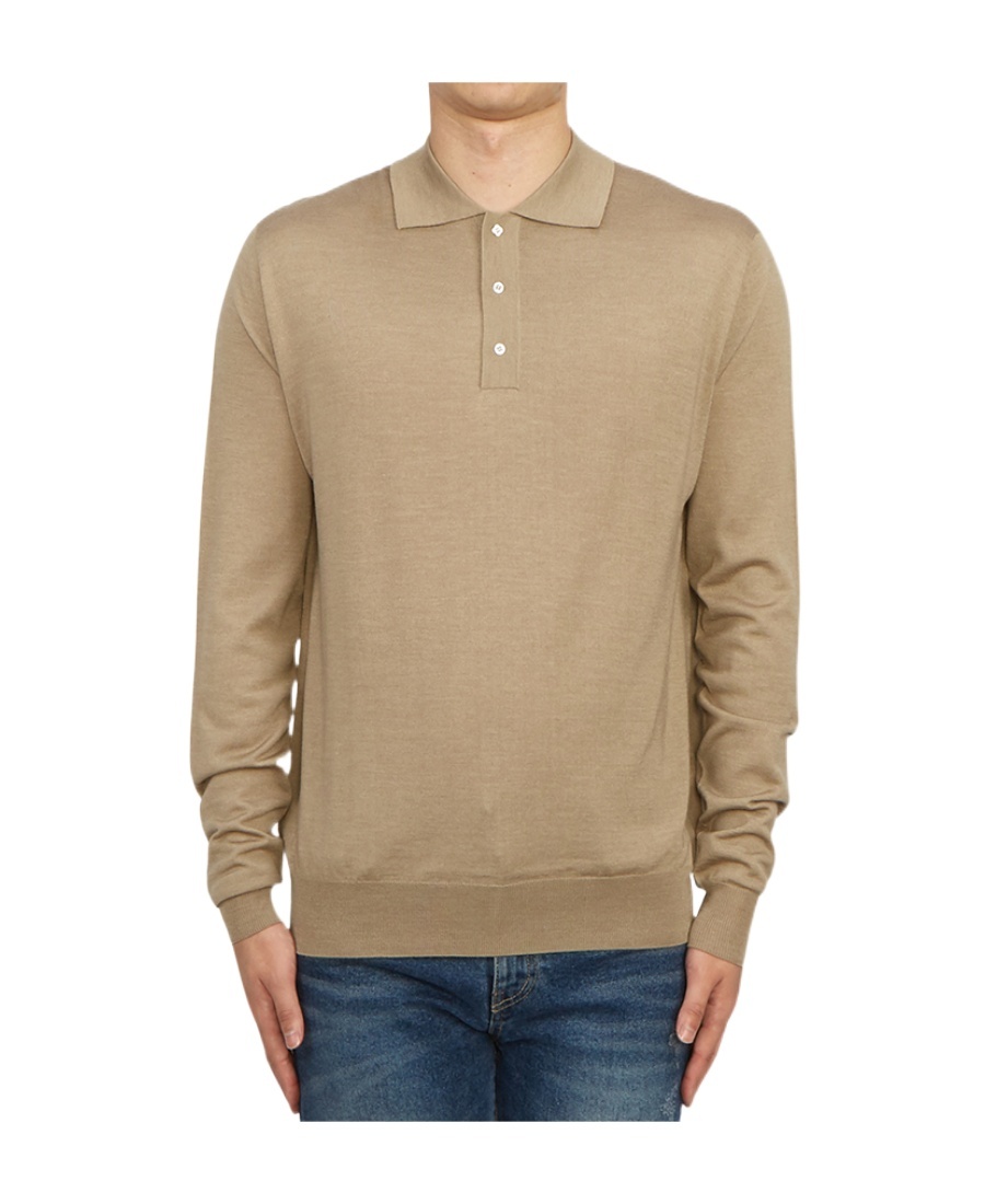 LARDINI LONG-SLEEVE KNITTED POLO SHIRT