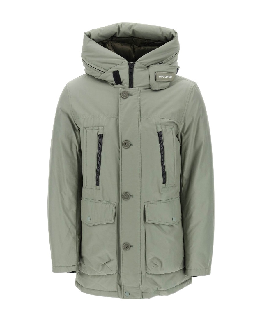 Woolrich Hooded Down Jacket In Gray