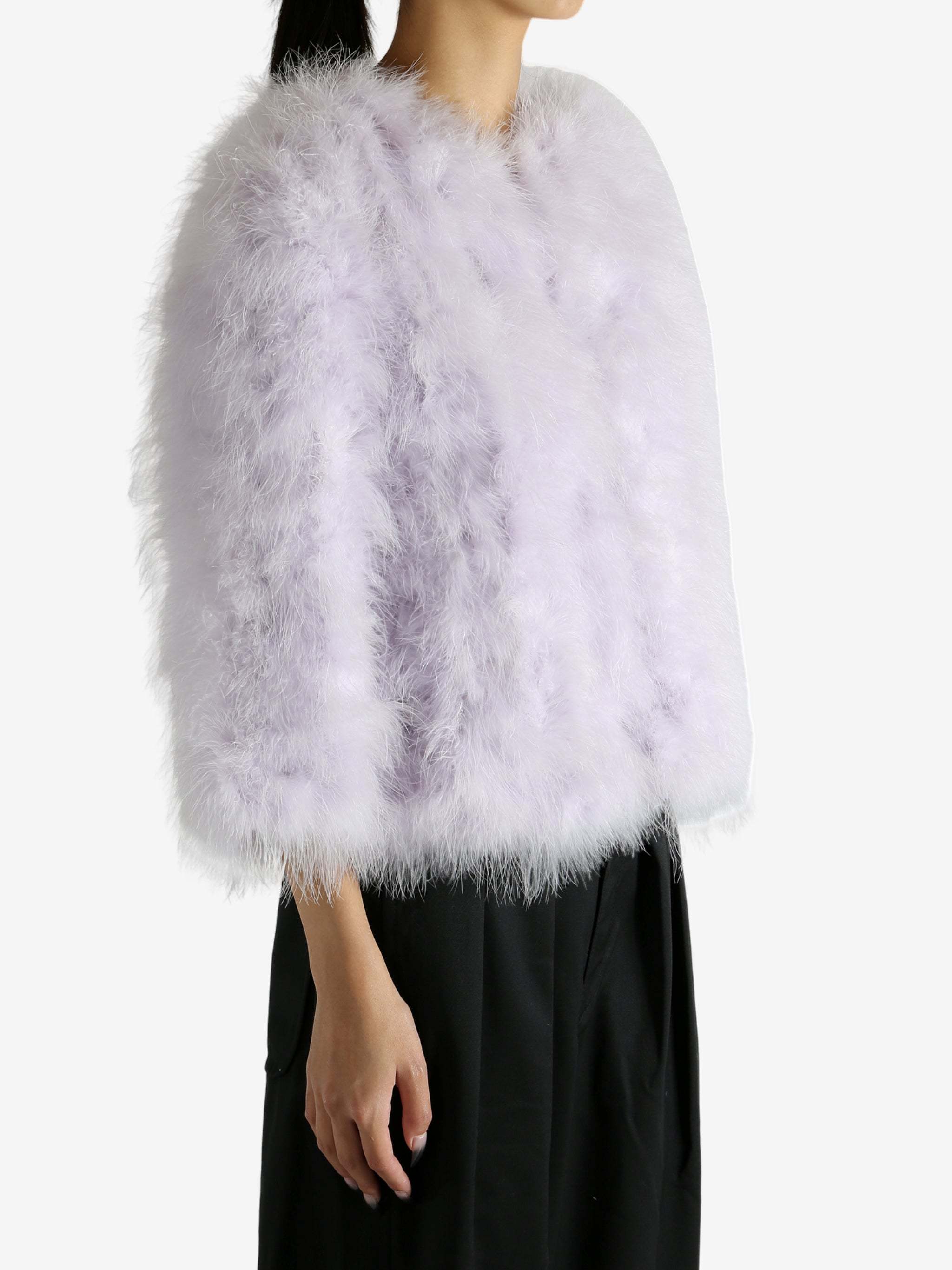 Yves Salomon Feather Jacket In Gray