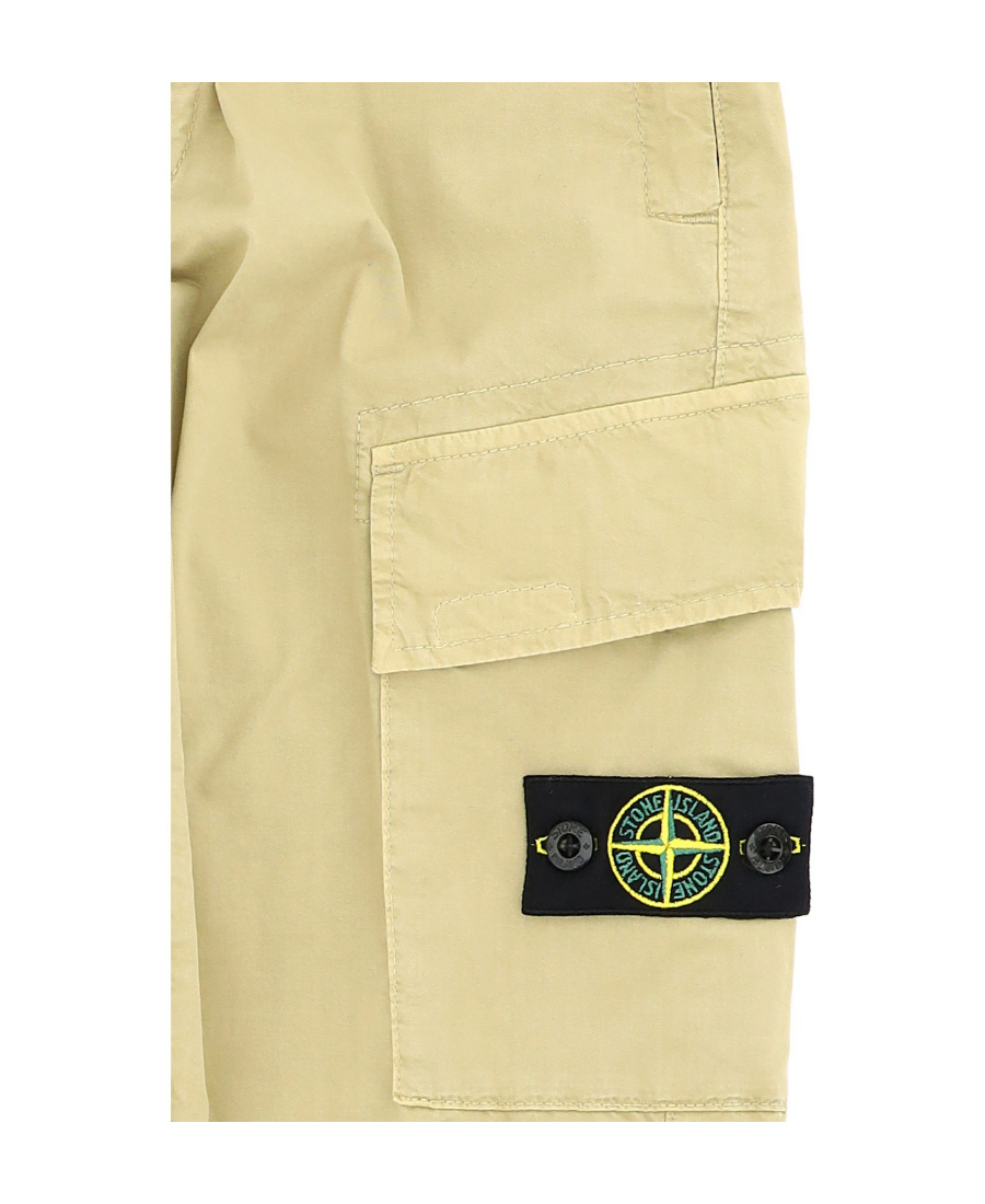 Stone Island Compass-motif Cargo Trousers In Nude