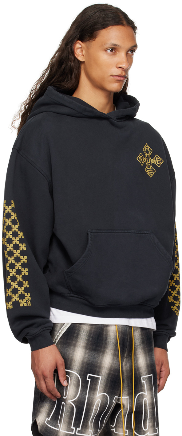 Shop Rhude Printed Hooded Hoodie In Green
