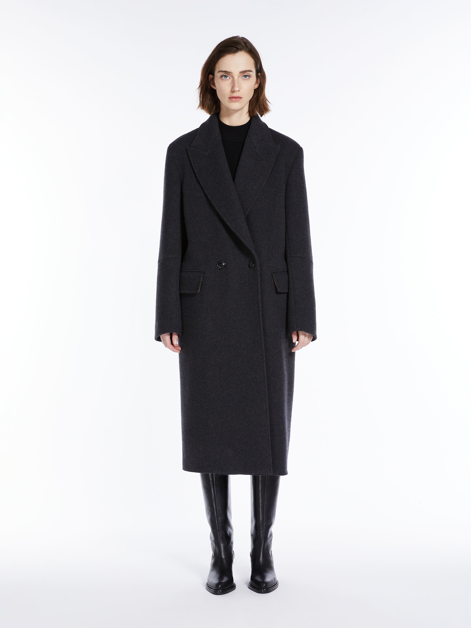 Max Mara Double-breasted Cashmere Coat In Gray