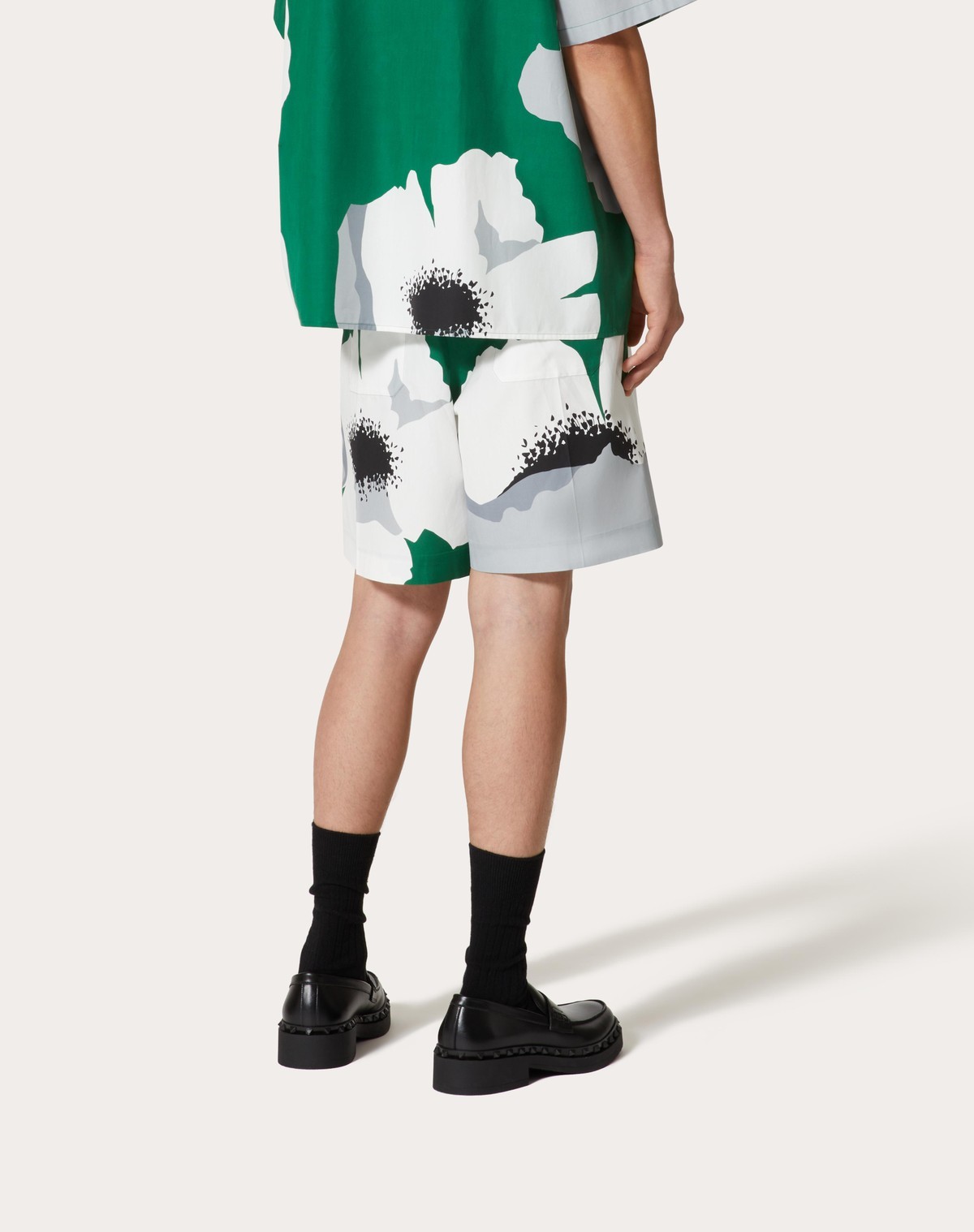 Valentino Garavani Printed Cotton Bermuda Shorts In Green