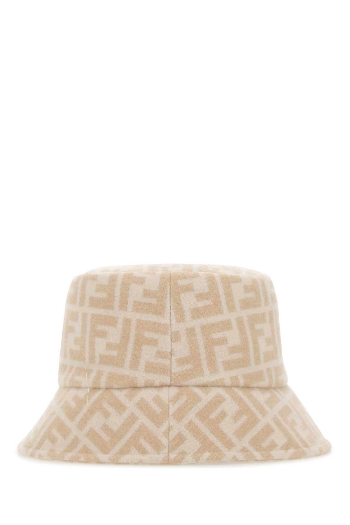 Fendi Ff Logo Bucket Hat In Nude