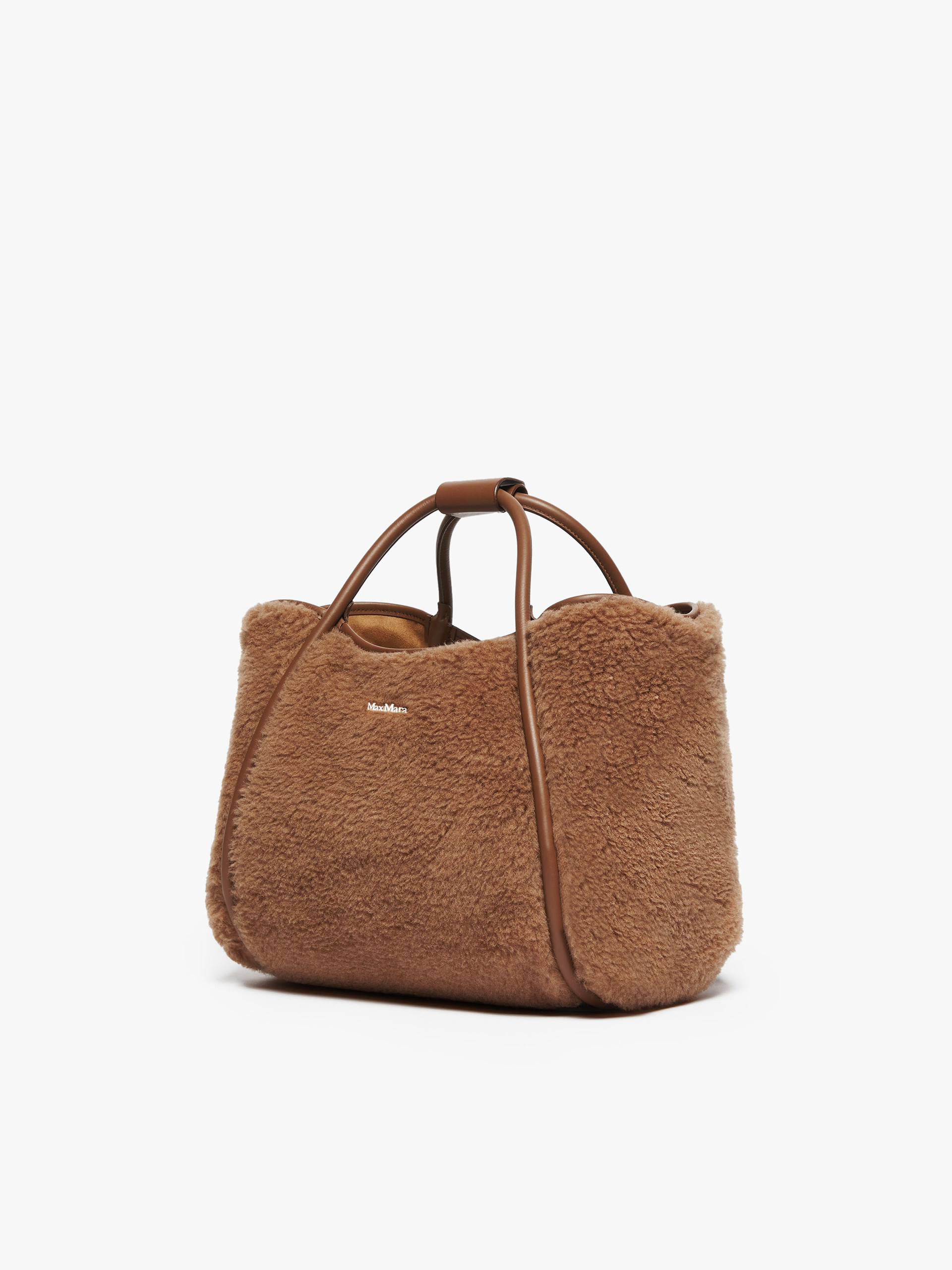 Max Mara Teddy Top Handle Bag In Brown