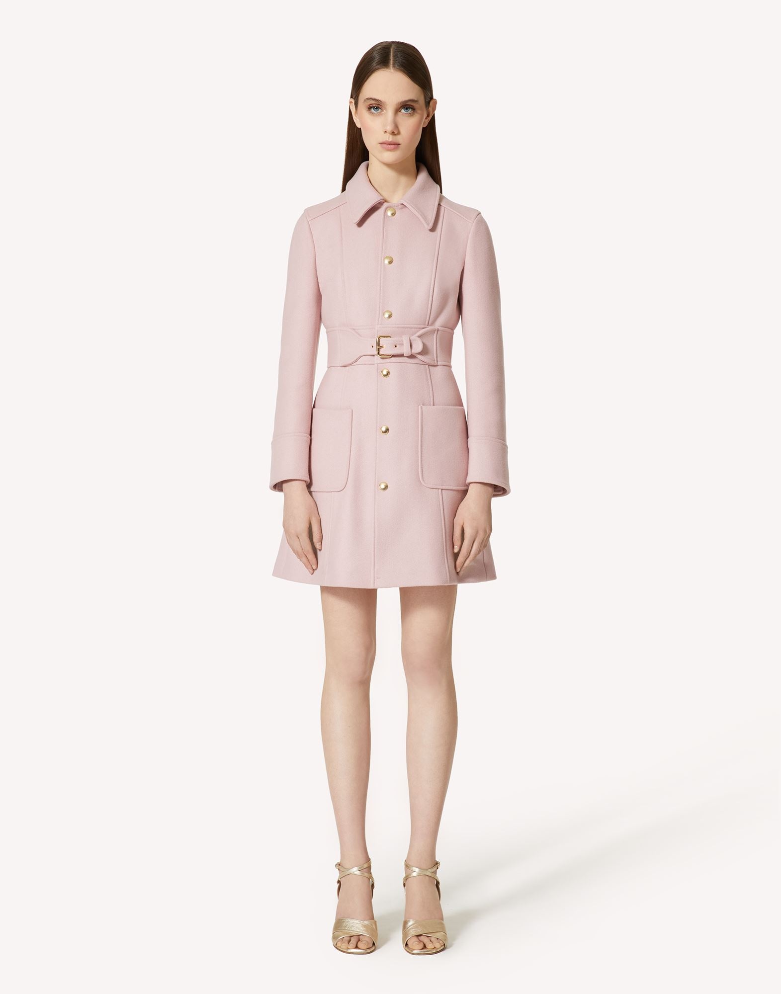 Red Valentino New Shearing Wool Cashmere Coat In Pink