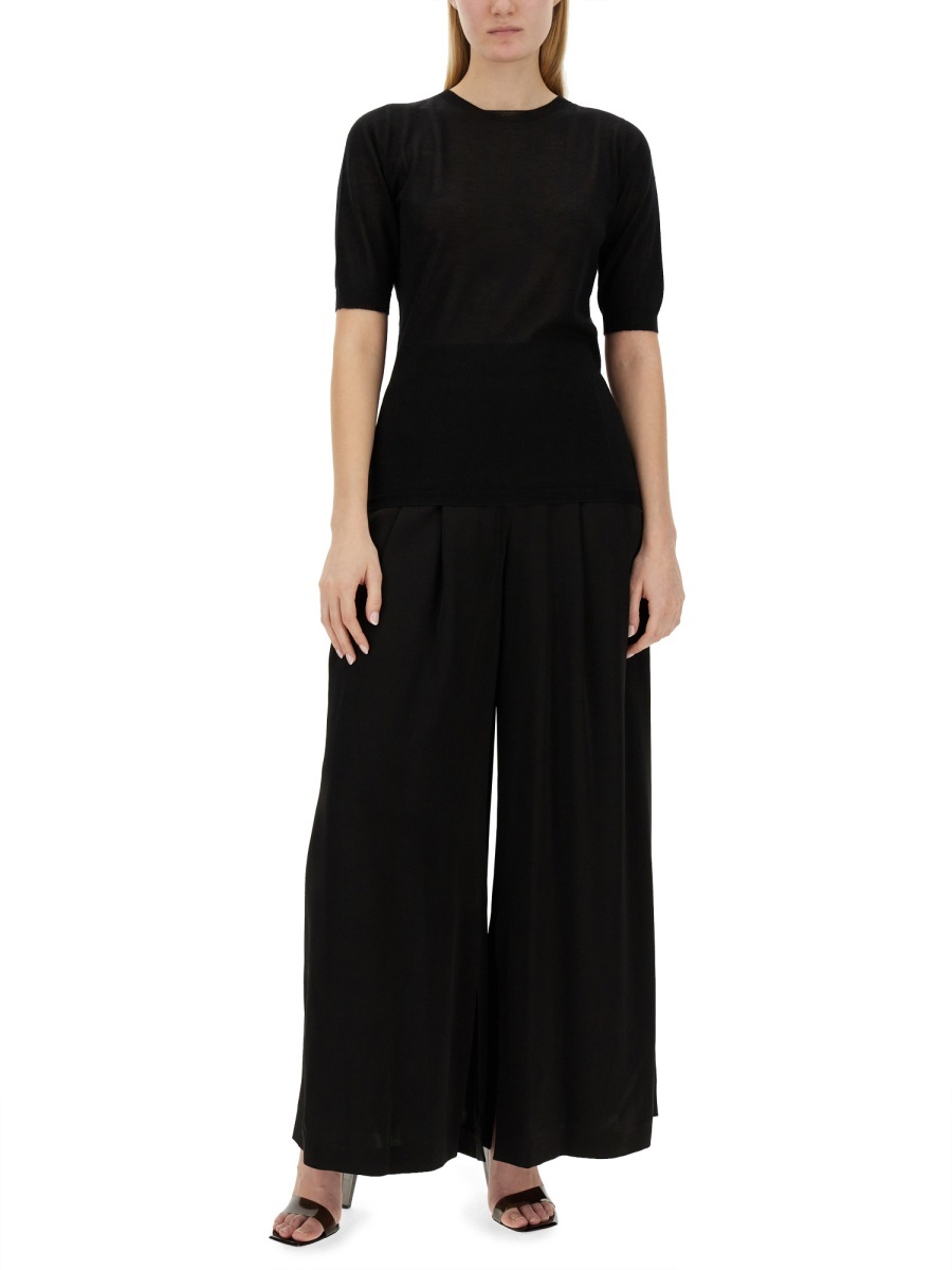 Shop Fabiana Filippi Short-sleeved Crewneck Jumper In Black