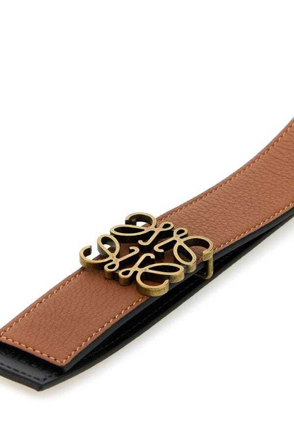 Loewe Men Caramel Leather Reversible Belt In Brown
