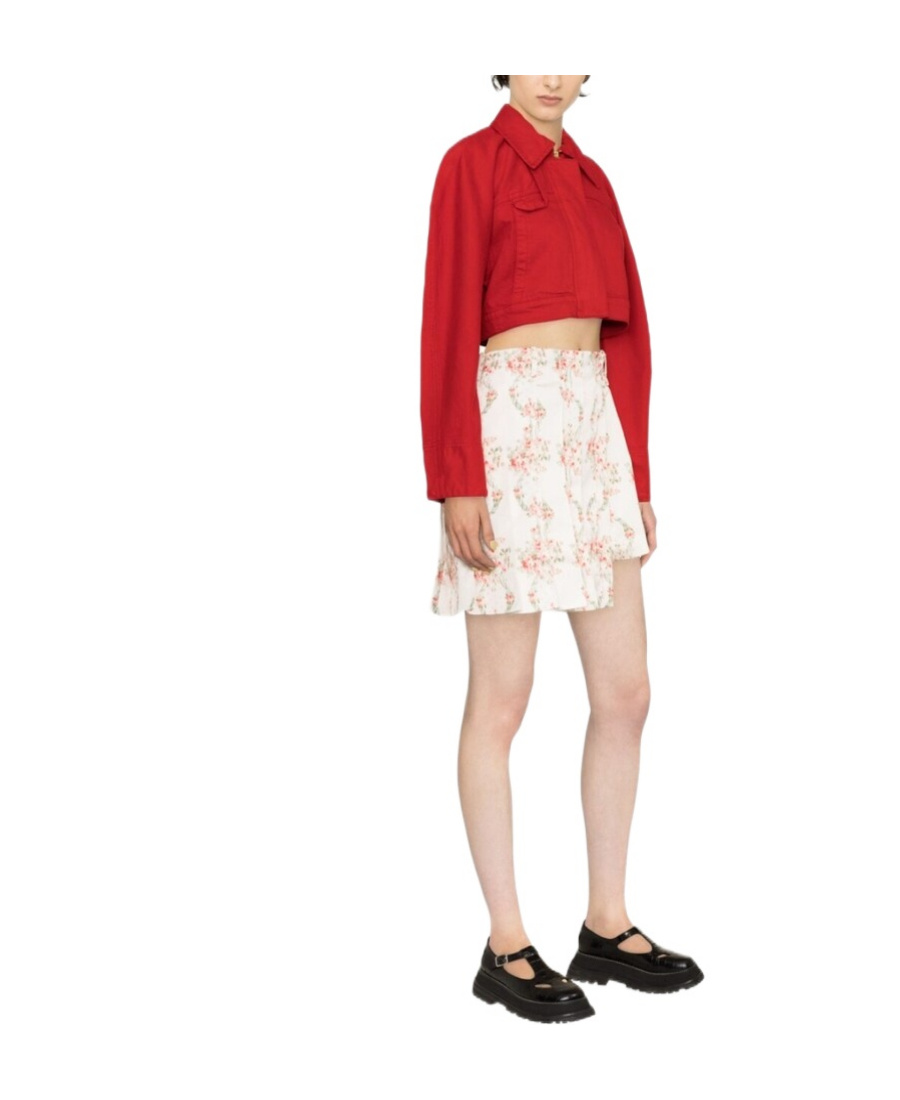 Simone Rocha Floral-print Pleated Asymmetric Taffeta Skort In White