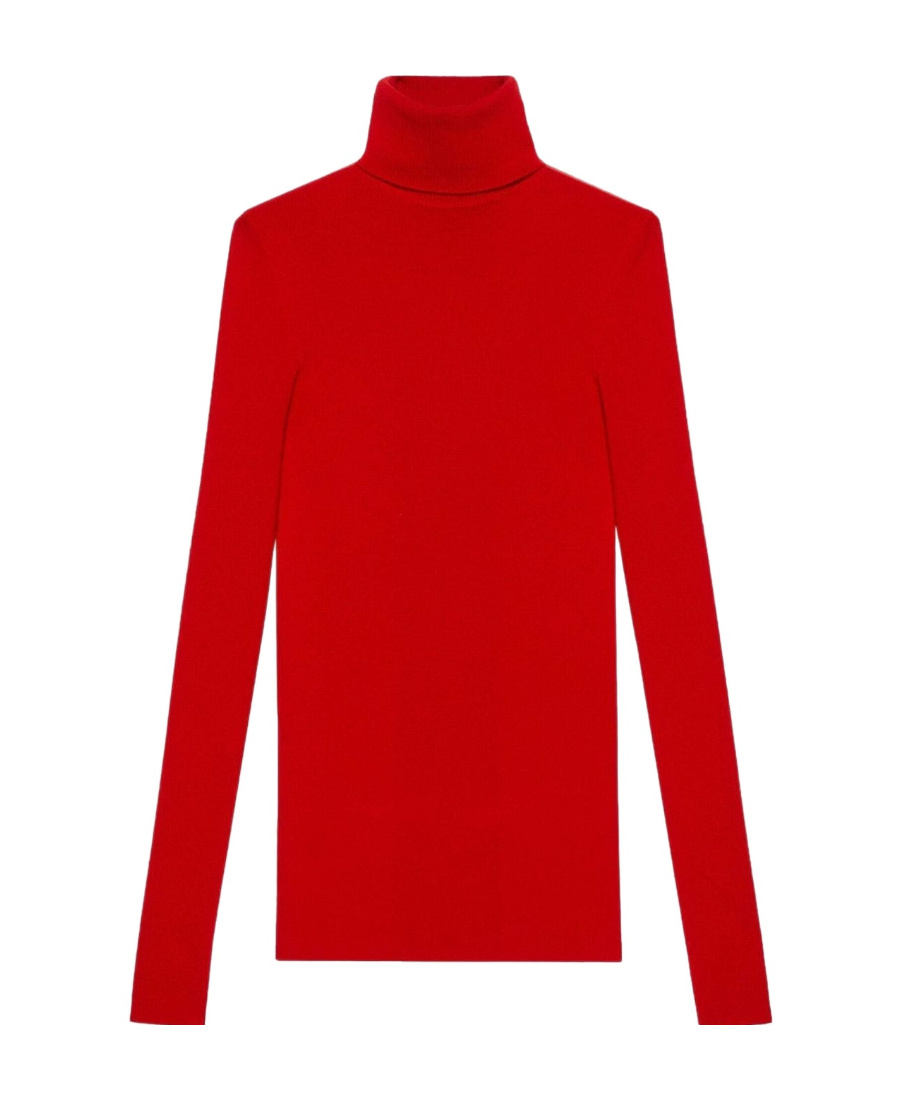 Gucci Logo-embroidered Roll-neck Jumper In Red