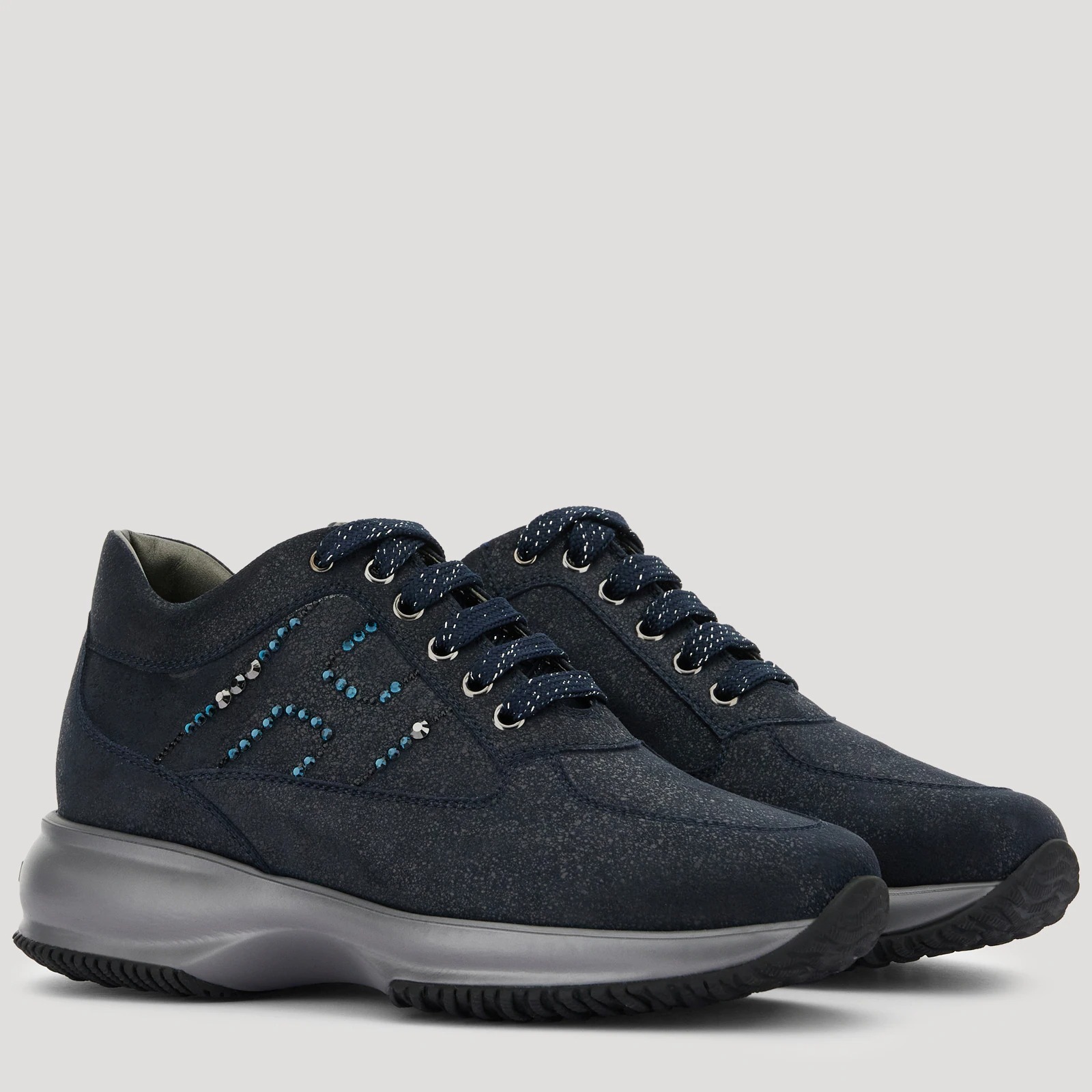 Hogan Crystal-embellished Logo Sneakers In Black