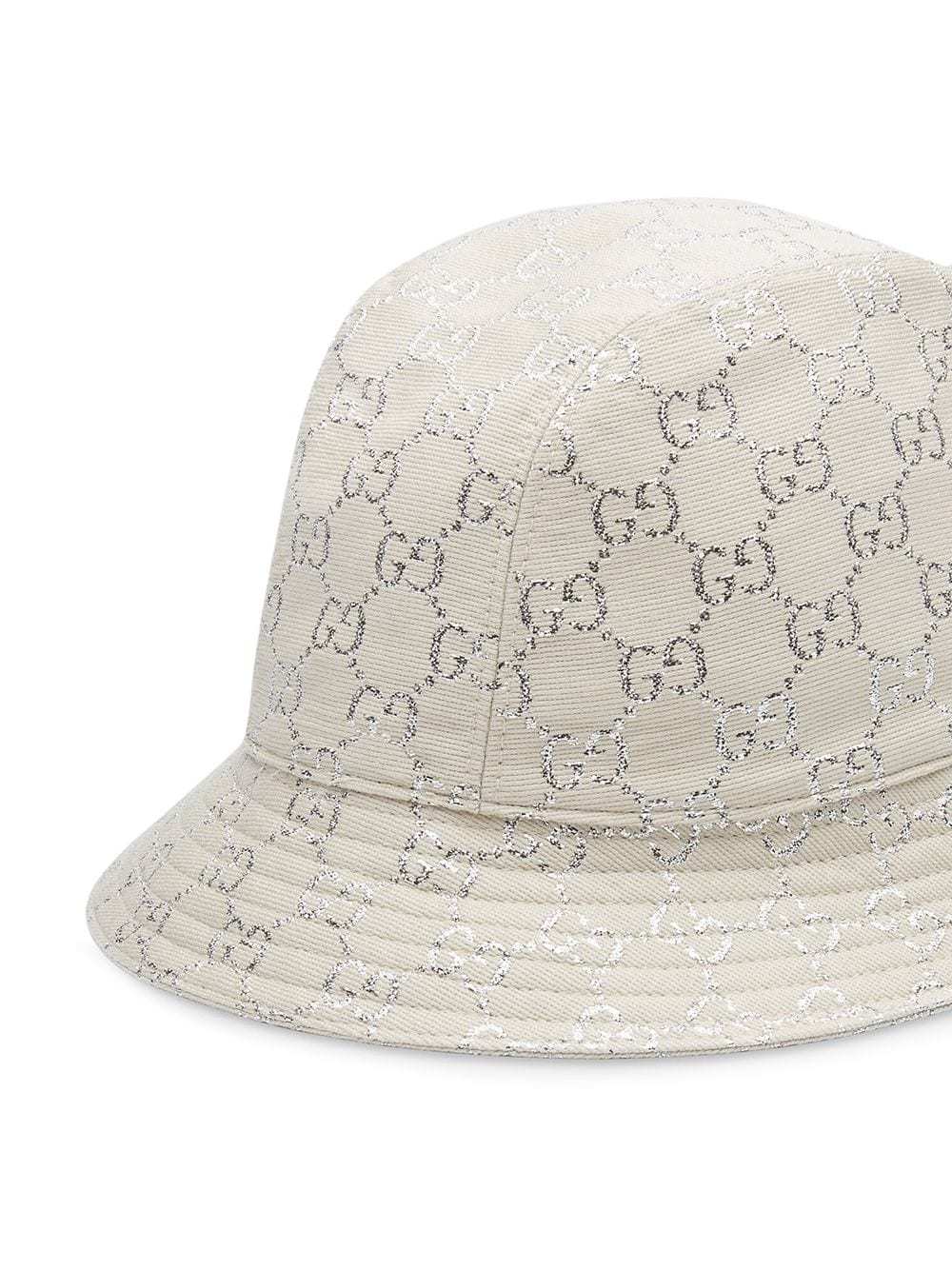 Gucci Metallic Logo-jacquard Bucket Hat In White