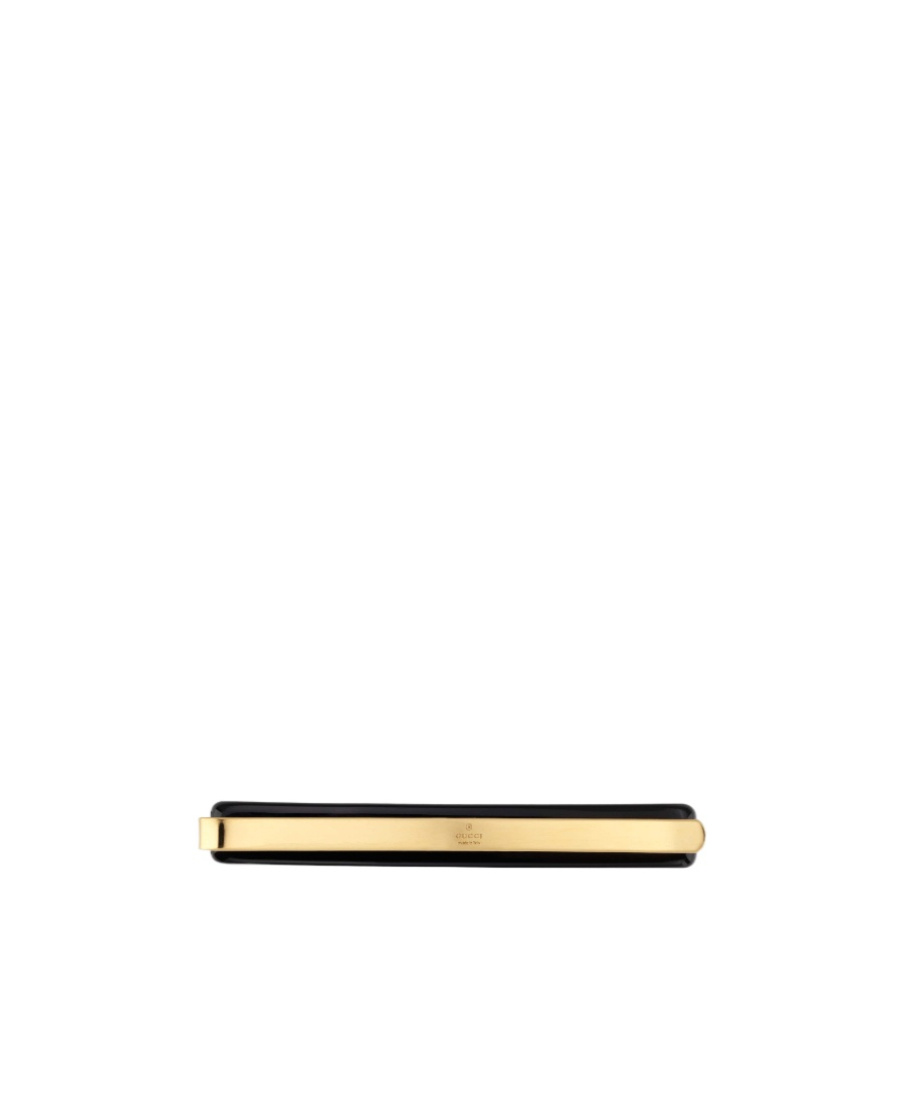 Gucci Logo-print Crystal-embellished Hair Clip In Black