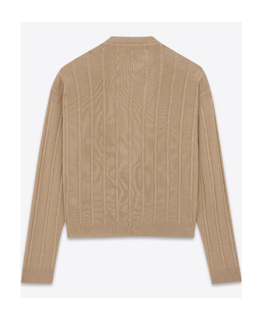 Saint Laurent Plunging V-neck Cardigan In Nude