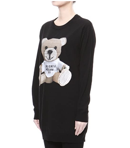 Moschino Teddy Bear Wool Dress In Black