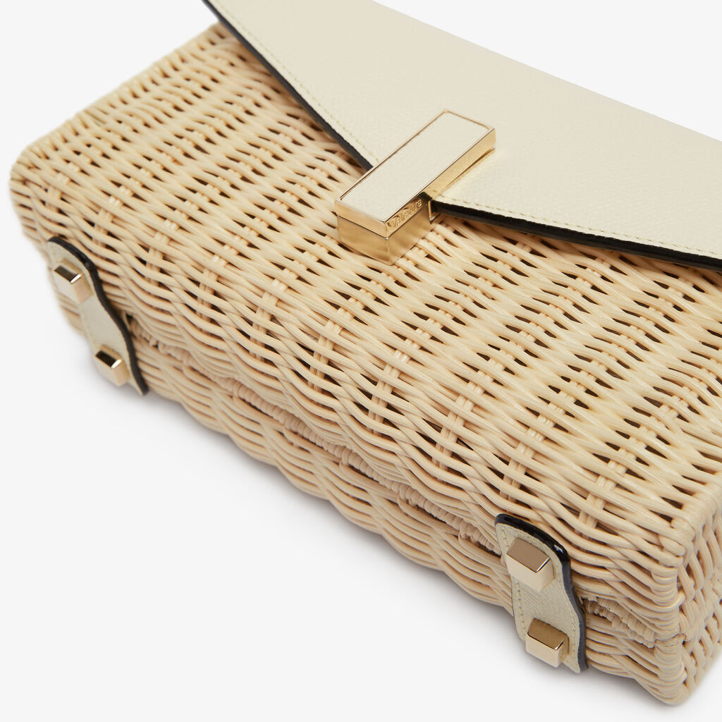 Valextra Iside Wicker Clutch In Brown