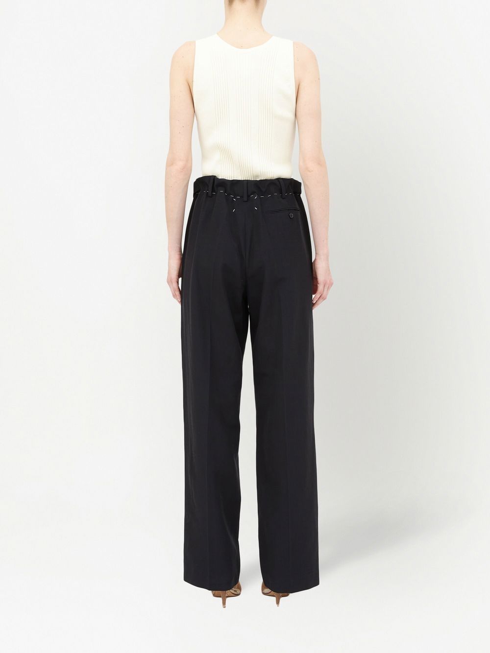Shop Maison Margiela Cotton Moiré Trousers In Black